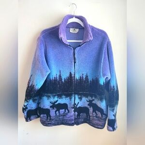 Vintage 90s black mountain moose fleece zipper pullover